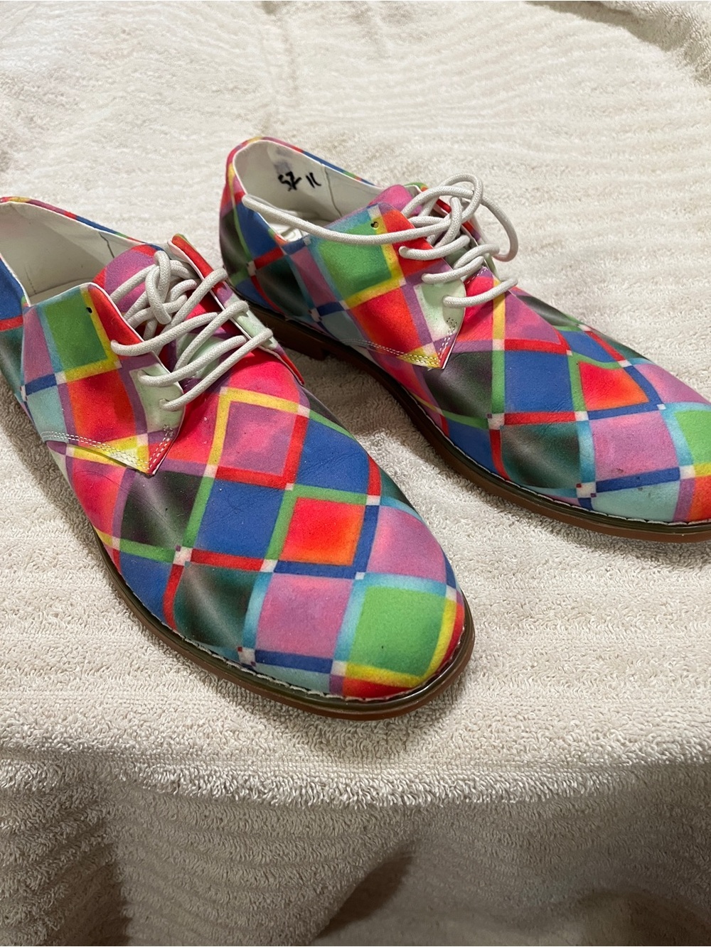 For U Men's Colorblock Plaid Derby Shoes - Multicolor 10.5